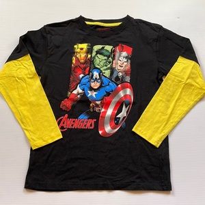 Marvel Avengers, Hulk, Iron man black & yellow long sleeve t-shirt, boys size 14